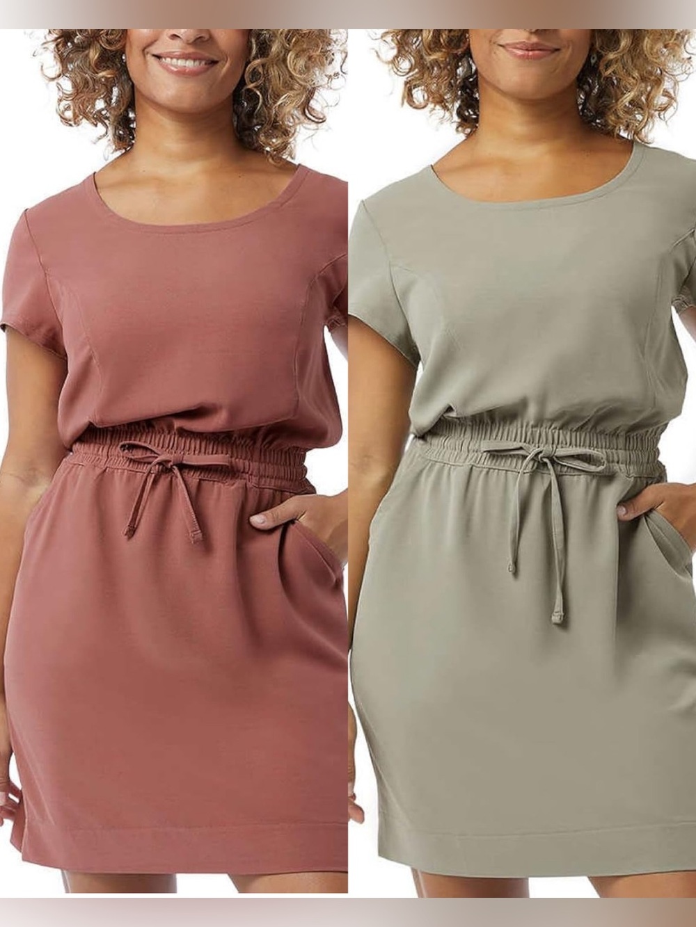 32 Degrees COOL BUNDLE of  TWO Ladies' Soft Twill Drawstring Dress  X-LARGE